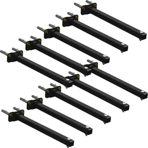 10 Suportes Refletor Base Reta Braço 70 Cm 10 Cjts - Preto