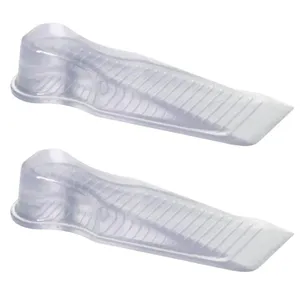 Kit 2 Aparadores Travas de Portas Segura PVC Transparentes 11x3,5x2cm Calço Chão