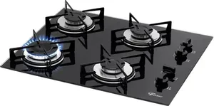Fogão Cooktop a Gás 4 Bocas Fischer Vidro Acendimento Automático Preto Bivolt