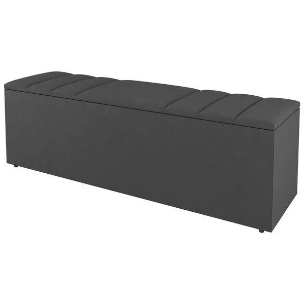 Calçadeira Baú Casal Grace 140cm Suede Cinza Escuro - Abmaza