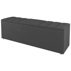 Calçadeira Baú Casal Grace 140cm Suede Cinza Escuro - Abmaza