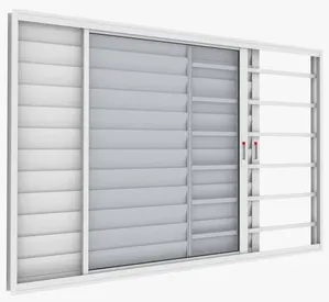 Janela Veneziana 3 Folhas Alumínio Branco Com Grade e Fecho - 100x150