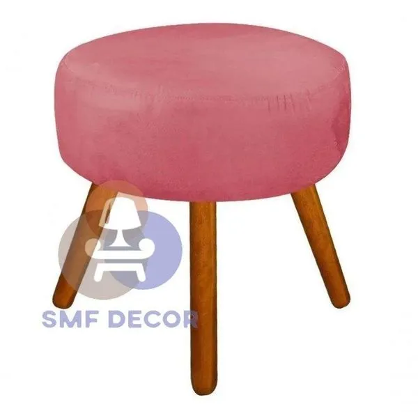 Puff Redondo Descanso Para Os Pés Com Pézinho Palito Smf Decor rosê