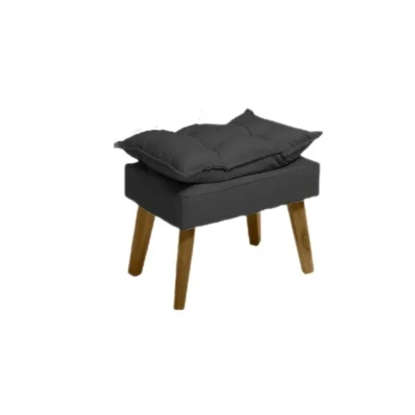 Puff Banqueta Decorativa Glamour Opala Com Pés Quadrado Preto