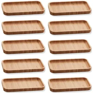 Kit 10 Bandejas de Bambu Retangulares para Cozinha 20x10cm Petisqueiras Multiuso Hire Lyor