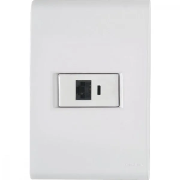 Conj 4x2 1 Tomada Rj45 Cat. 6 Tramontina Liz Branco
