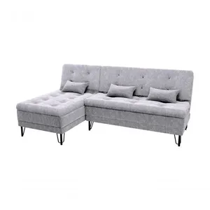Sofá Cama com Chaise 3 Lugares 2,00 Mts Nice Matrix Cinza