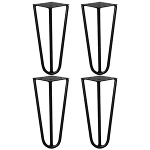 Kit 4 Pés de Metal 15 CM Hairpin Legs Mesas de Centro Puffs Preto G41