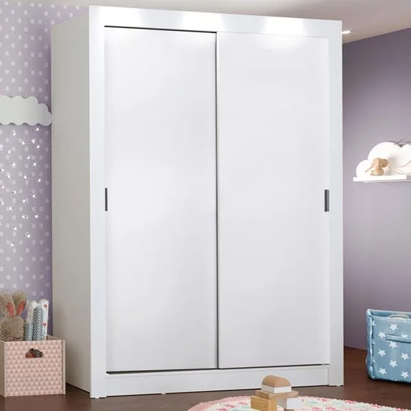 Guarda-Roupa Infantil Madesa Bento 2 Portas de Correr 2 Gavetas Branco Cor:Branco