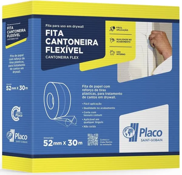 Fita Cantoneira Placo Flexível Levelline Cinza 30m
