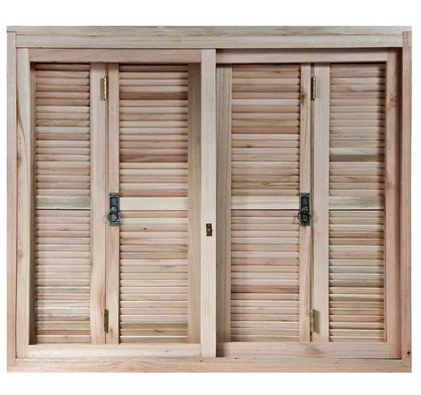 Janela de Madeira Eucalipto Rondosul Veneziana 260 120x100x12cm Vidro Liso