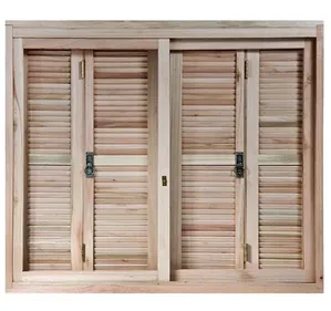 Janela de Madeira Eucalipto Rondosul Veneziana 260 140x120x12cm Vidro Liso