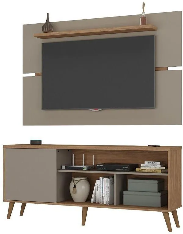 Painel Para TV Até 60" Polegadas Napoles Atualle 1398R-490 160cm AcaciaMadeirado/Reflecta Brilho