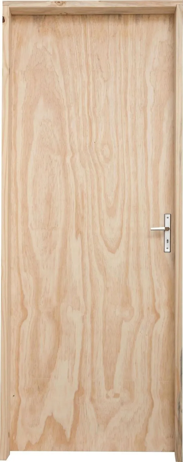 Porta de Madeira Pinus Interna Montada 2577 90x213x14cm Fechadura Cromada Direita