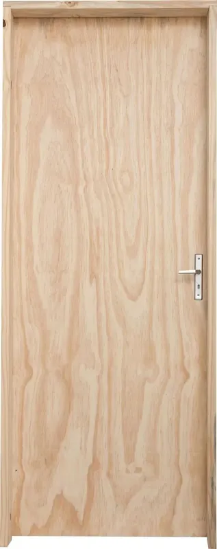 Porta de Madeira Pinus Interna Montada 2577 90x213x14cm Fechadura Cromada Direita