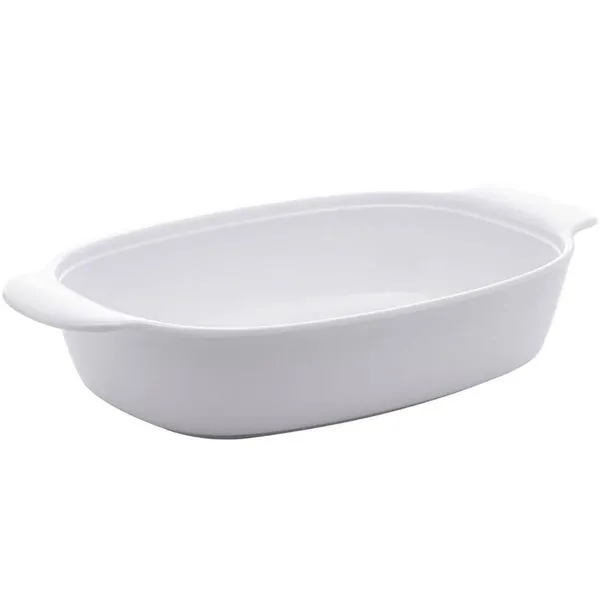 Kit 24 Travessas Lyor 31,5x18cm Melamina Branca Oval com Alça Milão Restaurante