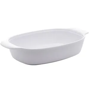Kit 24 Travessas Lyor 31,5x18cm Melamina Branca Oval com Alça Milão Restaurante