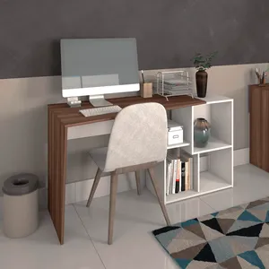 Escrivaninha em MDP 15mm, 4 Nichos - Urban Ipê / Branco