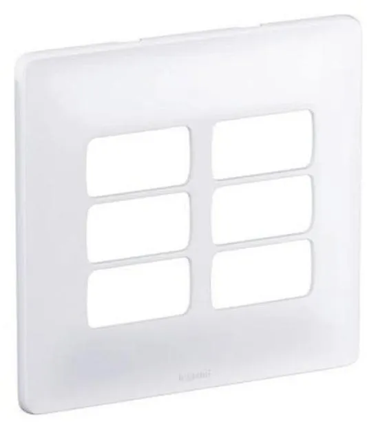 Placa 3+3 Postos Separados com Suporte Zeffia Legrand 680177 4x4 Branco