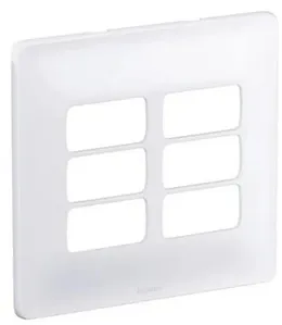 Placa 3+3 Postos Separados com Suporte Zeffia Legrand 680177 4x4 Branco