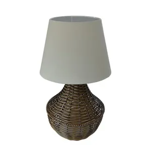 Abajur de mesa Junco Avelã Cúpula Bege