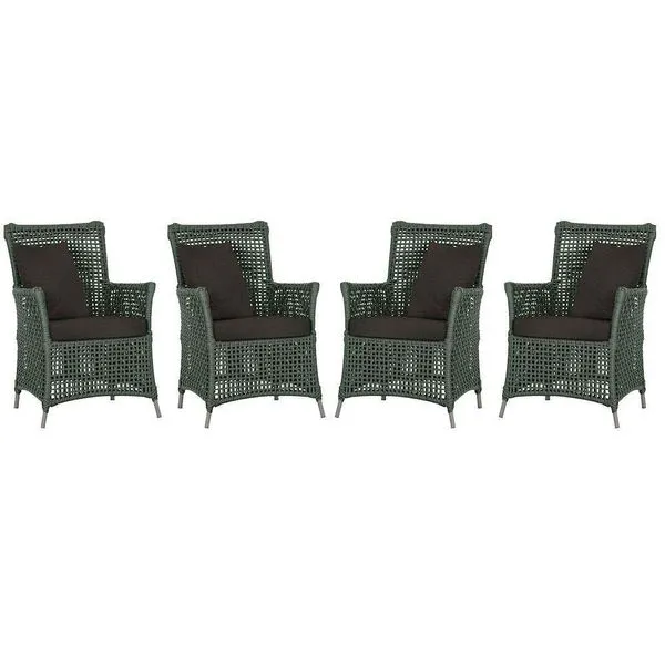 4 Poltronas Igapó Alumínio Pintura Fendi Corda Náutica E9 Verde
