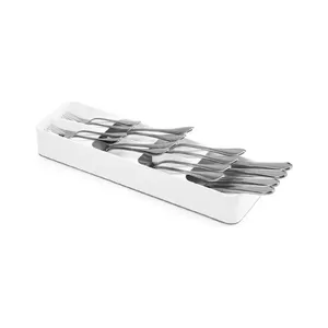 Porta Talheres Organizador de Gaveta Arthi Branco em Plástico 38,3x11x5,1cm