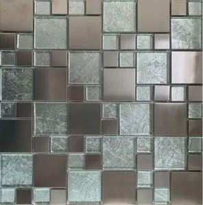 Pastilha de Vidro e Aço Inox Glass Mosaic Ax17 Esp 29,8X29,8