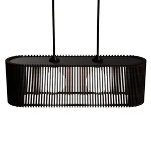 Luminária Pendente Veneza Modelo Ripado Preta