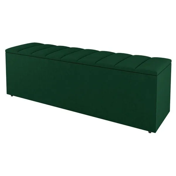 Calçadeira Baú King Size Cora 190cm Suede Verde - Abmaza