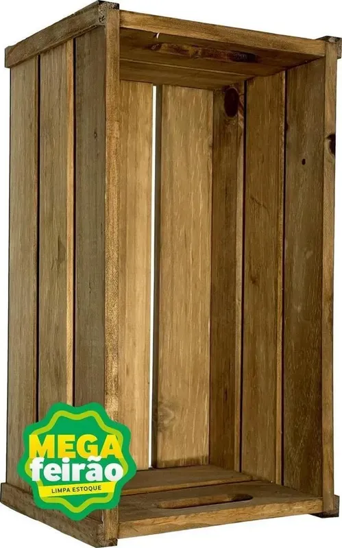 Nicho Decorativo Caixote Muve Pinus Rustico Natural 44,5x24,5cm