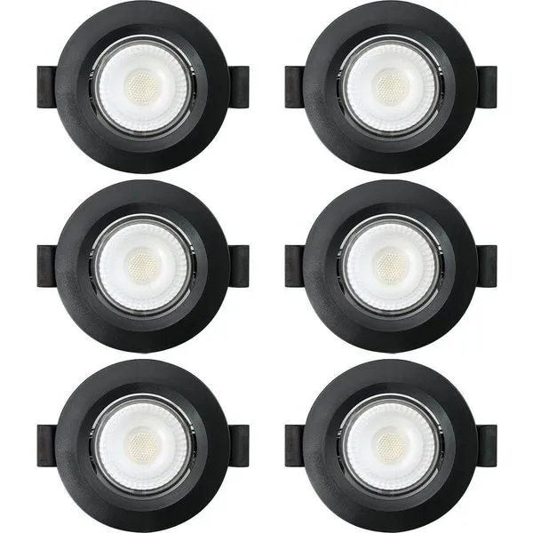 Kit 6 Spot De Led Embutir Slim Mr16 Redondo 6w Preto Bivolt 4100k Neutro