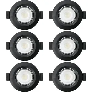 Kit 6 Spot De Led Embutir Slim Mr16 Redondo 6w Preto Bivolt 4100k Neutro