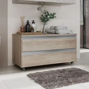 Gabinete Banheiro Rodinhas Joia 80cm 02 Gavetas Madeirado Inteiro
