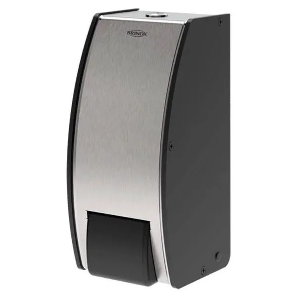 Dispenser de Parede Sabonete Líquido e Álcool em Gel 800ml Decorline Brinox em Aço Inox e Preto Preto