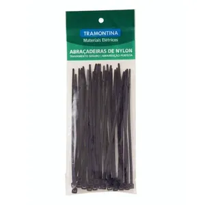 Abraçadeira de Nylon 200x4,8x1,5 mm Tramontina Preta