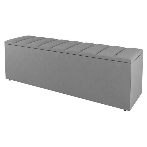 Calçadeira Baú King Size Cora 190cm Suede Cinza Claro - Abmaza
