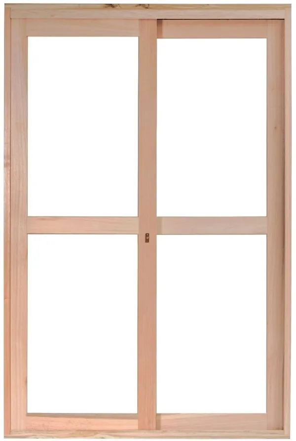 Porta de Madeira Eucalipto Rondosul de Correr Sem Veneziana EWK480 140x213x9,4cm Vidro Liso