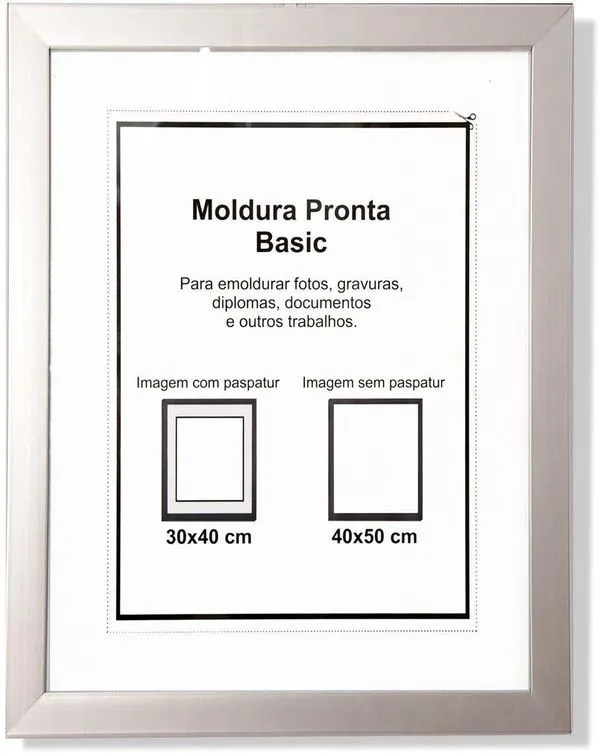 Moldura Pronta Gf Serrano Basic Metalizada 40X50 Prata