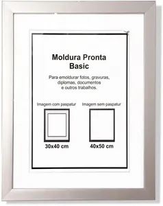 Moldura Pronta Gf Serrano Basic Metalizada 40X50 Prata