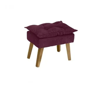 Puff Banqueta Decorativa Glamour Opala Com Pés Quadrado Vinho