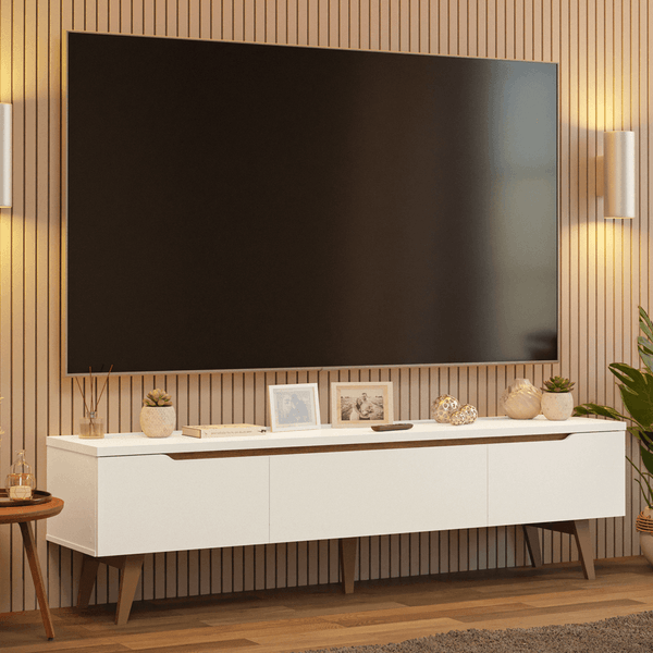 Rack para TV até 80 Polegadas 180cm 2 Portas 1 Gaveta Branco/Rustic Doha Madesa Cor:Branco/Rustic