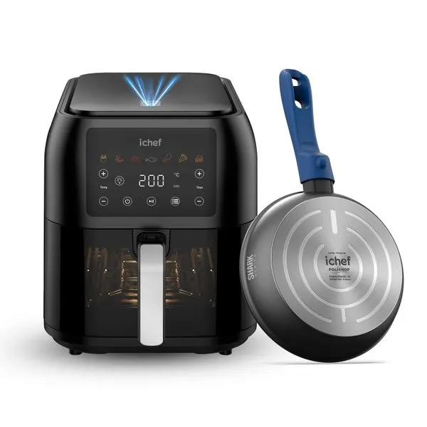 Fritadeira Elétrica Airfryer Max Space 8L e Panela Ichef Ultra Azul Sauté Petit 20cm | 127V