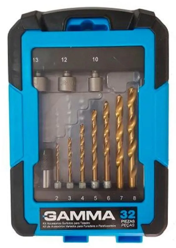 Jogo de Brocas Para Madeira Gamma Kit com 15 Peças