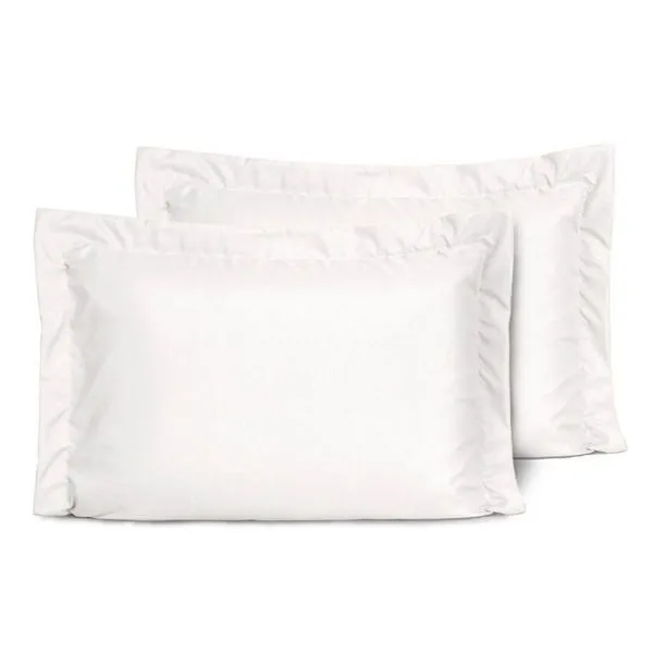 Kit Fronhas Slim Com 3 Abas Percal 200 Fios 50cm X 70cm 2 Peças - Branco