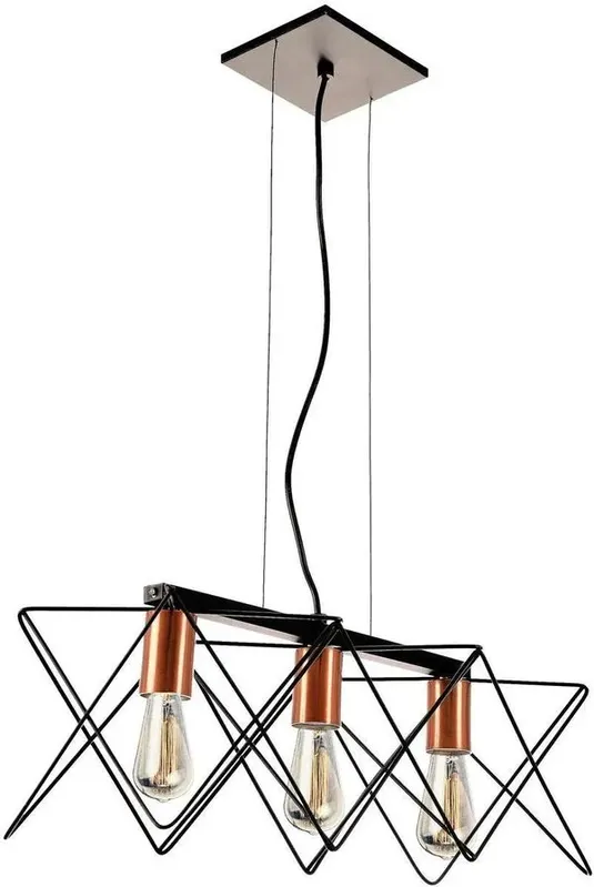 Pendente 3 Lâmpadas Contemporaneo Triangular 60W Metal Pantoja 6191 Preto Bivolt