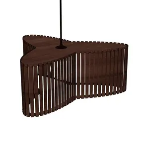 Luminária Pendente Trevo Modelo Ripado Marrom