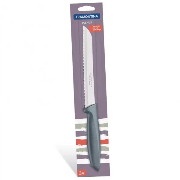 Faca para Pão 8 Tramontina Plenus Inox Cinza 1 Peça Cinza