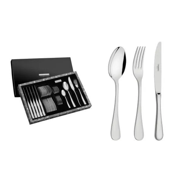 Faqueiro Tramontina Classic em Aço Inox com Facas de Mesa Forjadas Acabamento Brilho 24 Peças