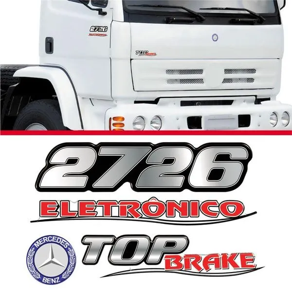 Kit Adesivo Mercedes Benz Emblema 2726 Eletrônico Top Brake Prata Prata